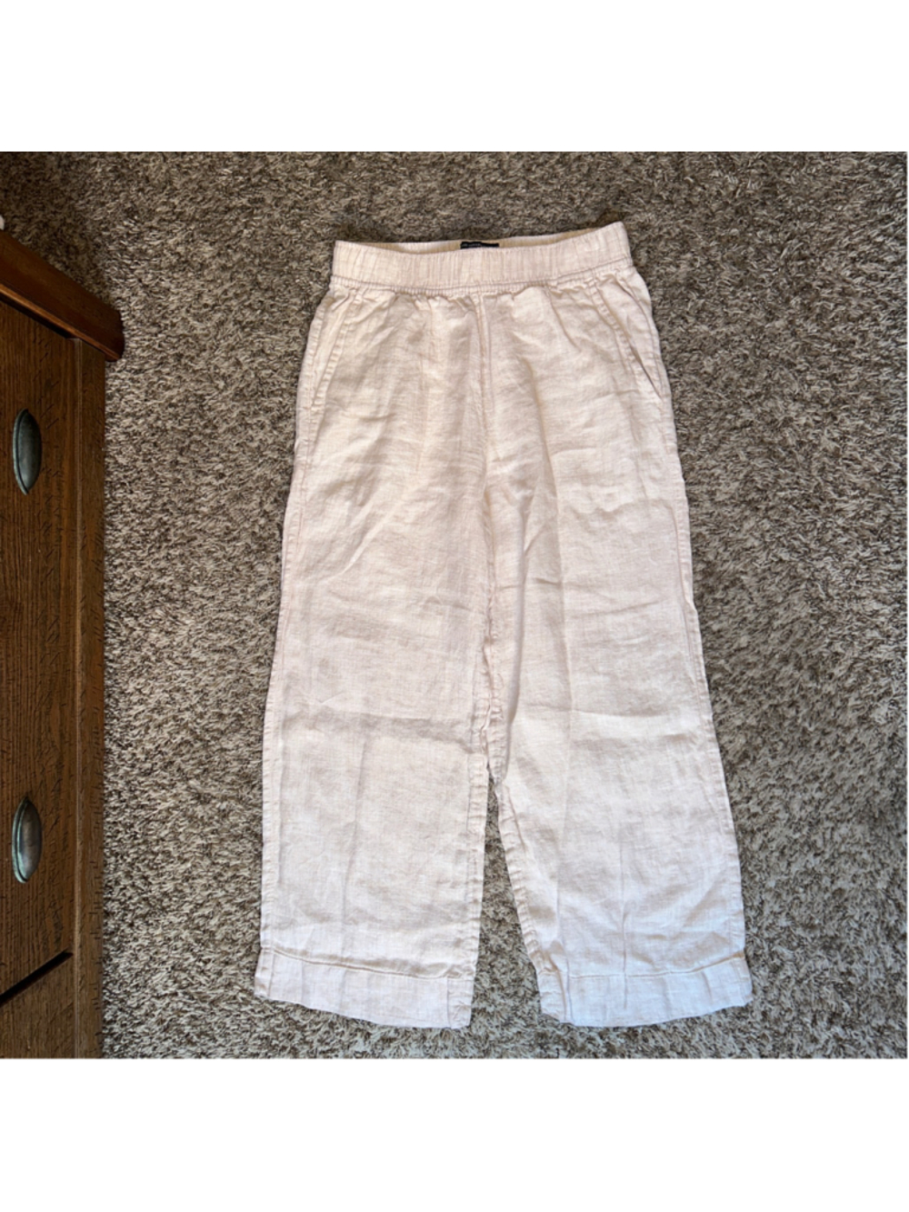 Women's Tahari Wide Leg Linen Pants Size S Beige